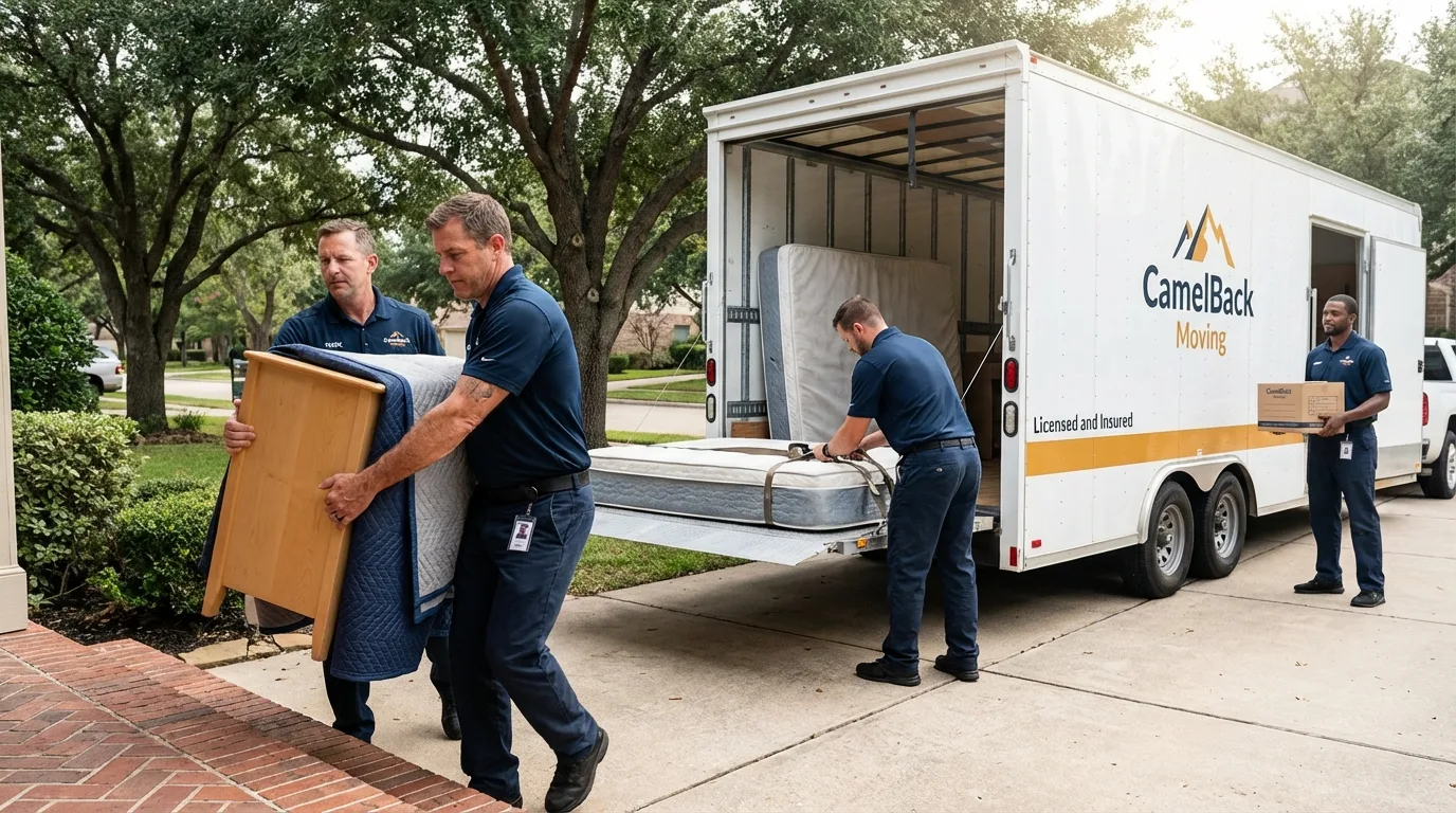 Crew loading residential truck for cross-state move from Scottsboro, AL