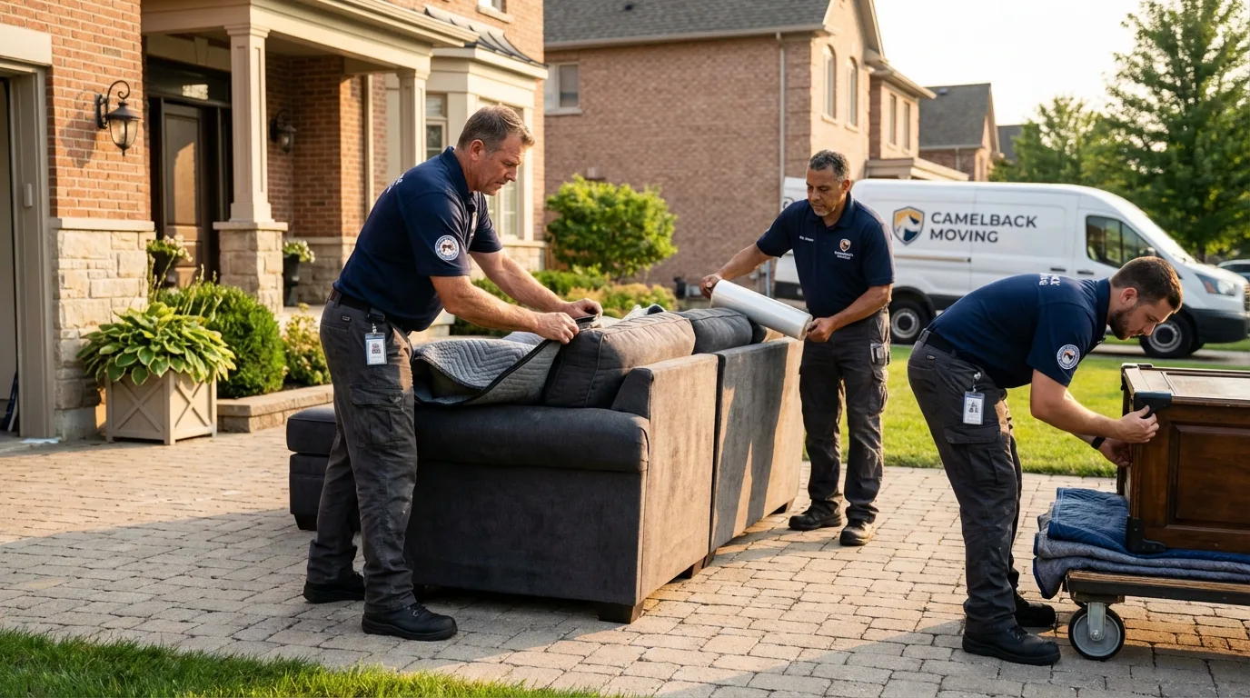 Large estate moving crew wrapping furniture in Scottsboro, AL